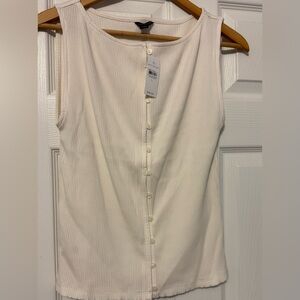 NWT Ann Taylor Ribbed Button-Front Tank Top in Cream